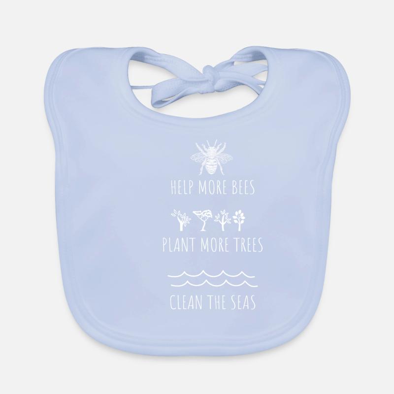 Help more bees plans more trees clean the seas Organic Baby Bibs