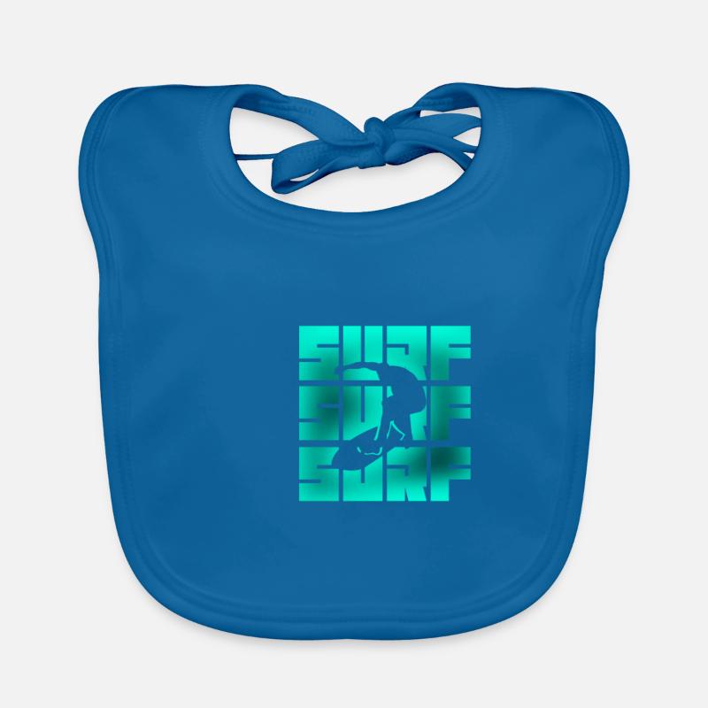 SURF SURF SURF - Baby Bio-Lätzchen - Pfauenblau