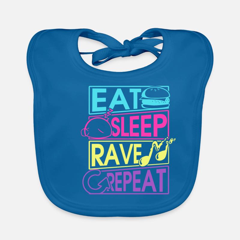 Eat Sleep Rave Repeat Gift - Bavoir bio Bébé - bleu paon