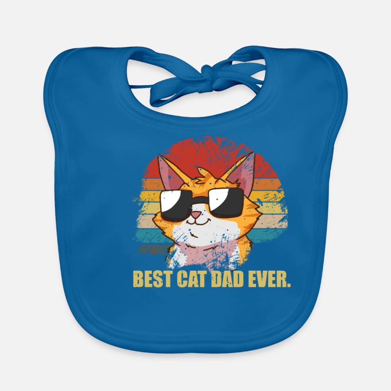 père chats - Bavoir bio Bébé - bleu paon
