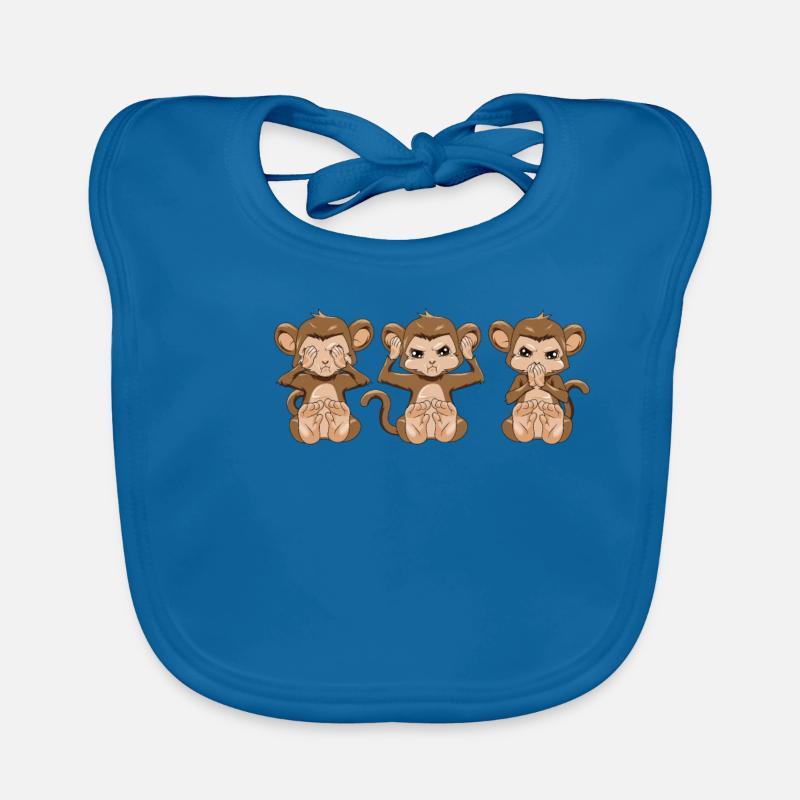 3 monkeys see nothing hear say monkey gift Organic Baby Bibs