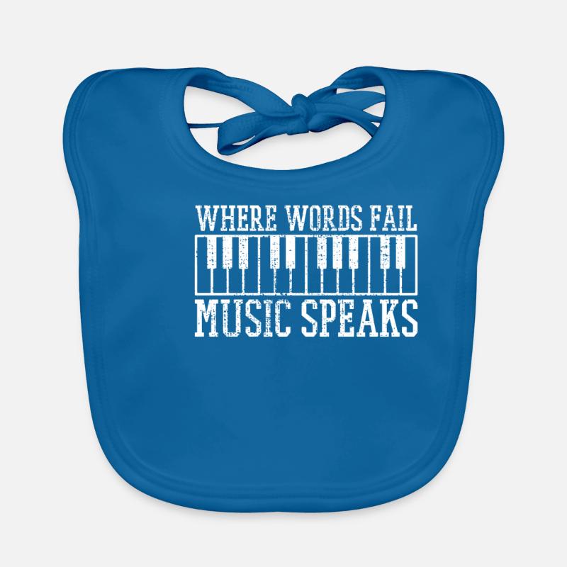 piano - Bavoir bio Bébé - bleu paon