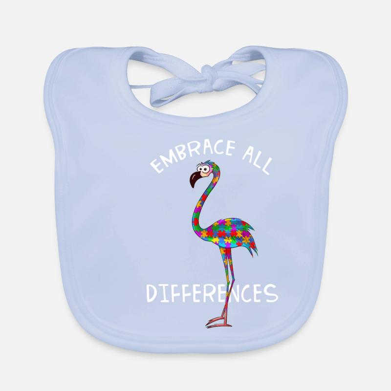 Embrace all Differences Bunter Autismus Flamingo Baby Bio-Lätzchen