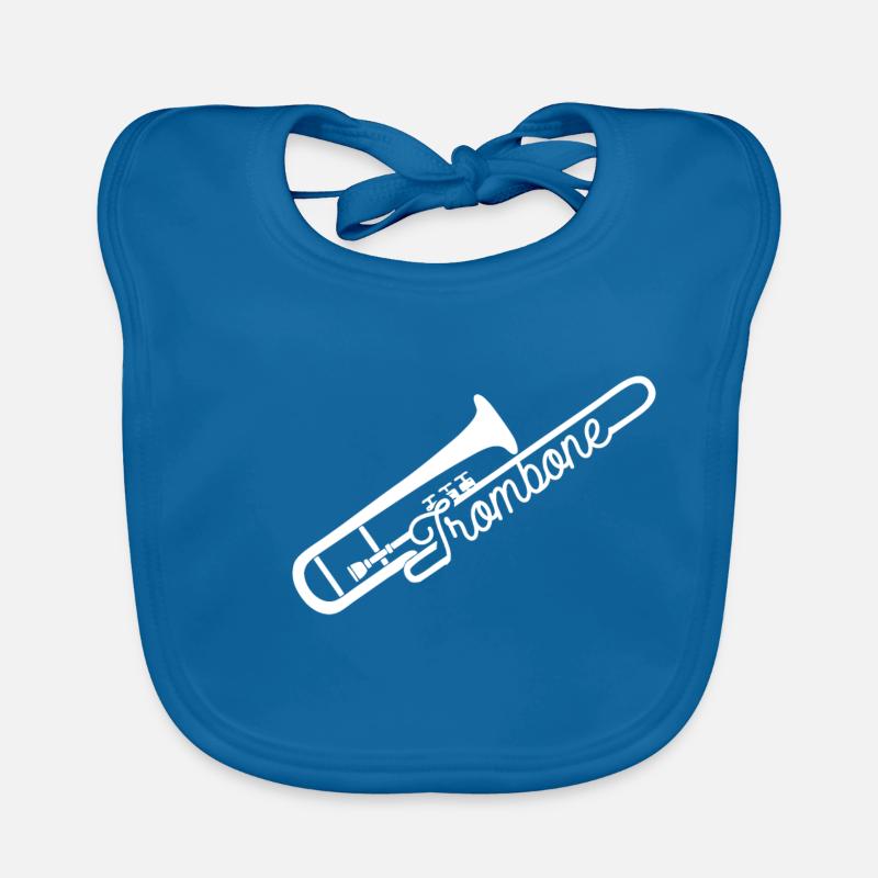 trombone - Bavoir bio Bébé - bleu paon