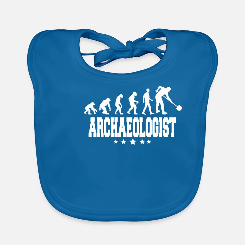 évolution de l'archéologue - Bavoir bio Bébé - bleu paon