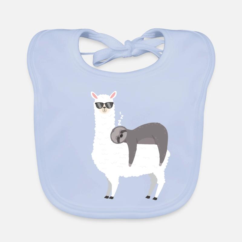 Sloth sleeps on alpaca lama Organic Baby Bibs