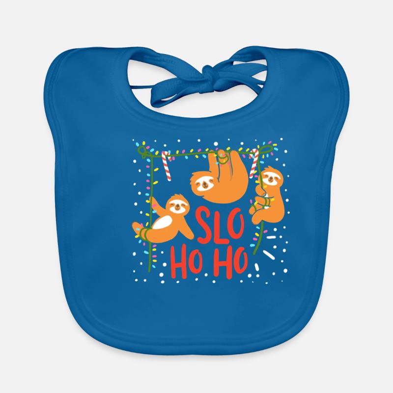Sloth Noël - Bavoir bio Bébé - bleu paon