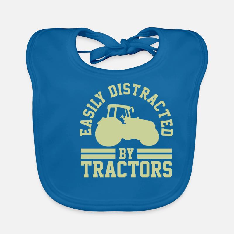 tracteurs - Bavoir bio Bébé - bleu paon