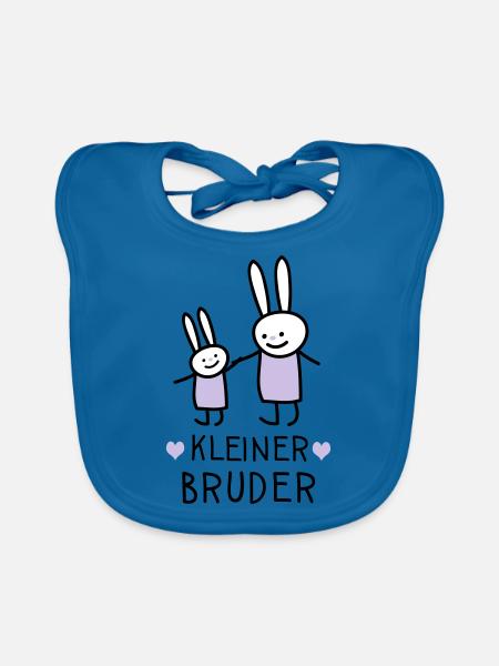 kleine Bruder( Hasen) - Baby Bio-Lätzchen - Pfauenblau - Vorne