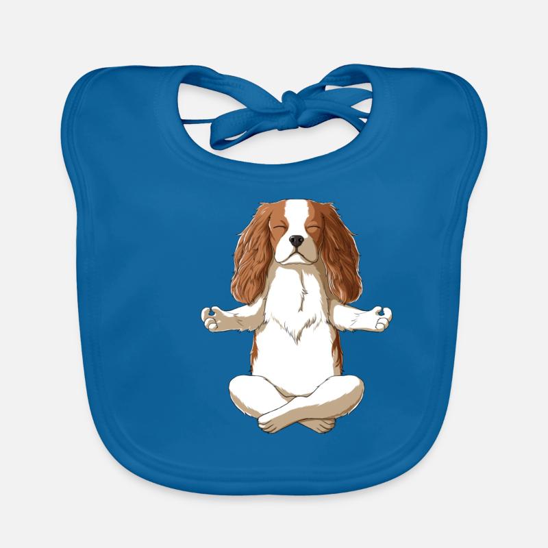 Cavalier King Charles Spaniel - Bavoir bio Bébé - bleu paon