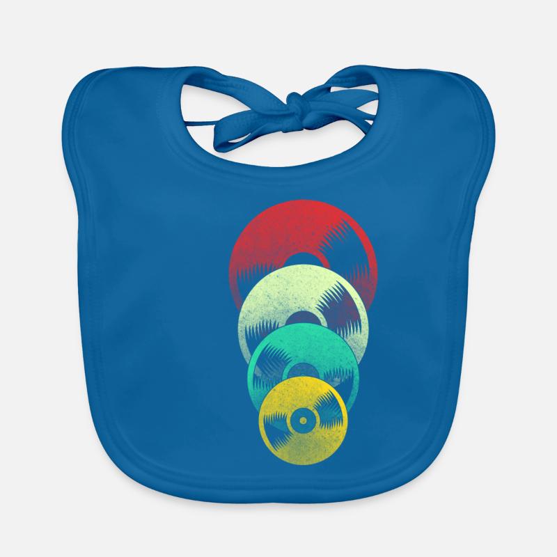 Retro Schallplatte - Baby Bio-Lätzchen - Pfauenblau