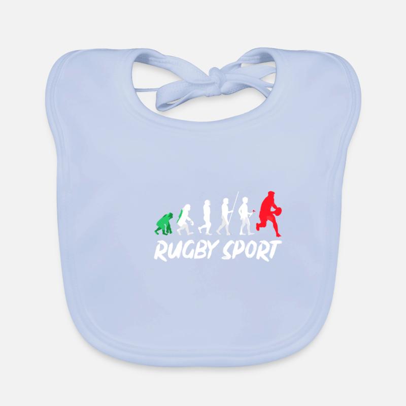 Conception cadeau Rugby Sport Evolution History Bavoir bio Bébé