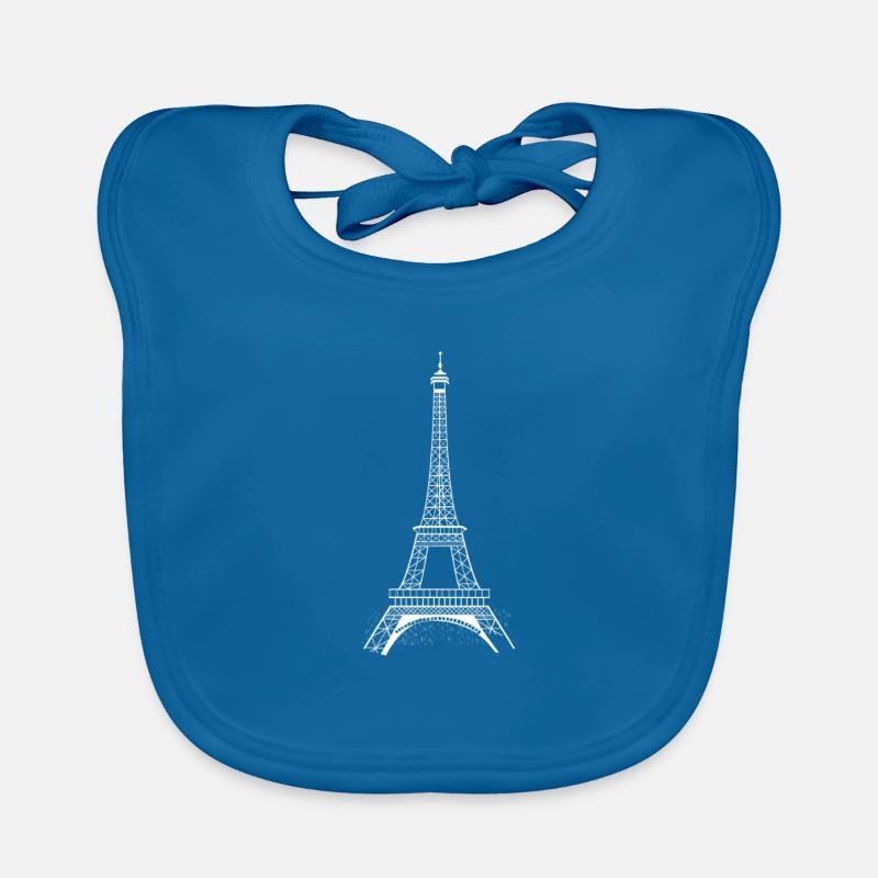 Eiffel Tower white Organic Baby Bibs