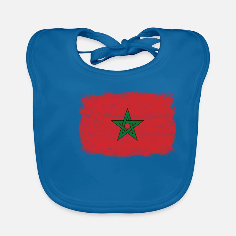 DRAPEAU MAROC Cadeau drapeau marocain - Bavoir bio Bébé - bleu paon