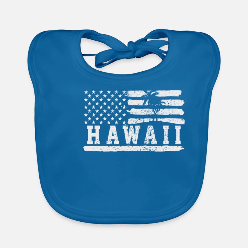 Hawaii - Bavoir bio Bébé - bleu paon