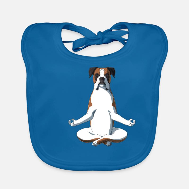 Yoga Boxer chien - Bavoir bio Bébé - bleu paon