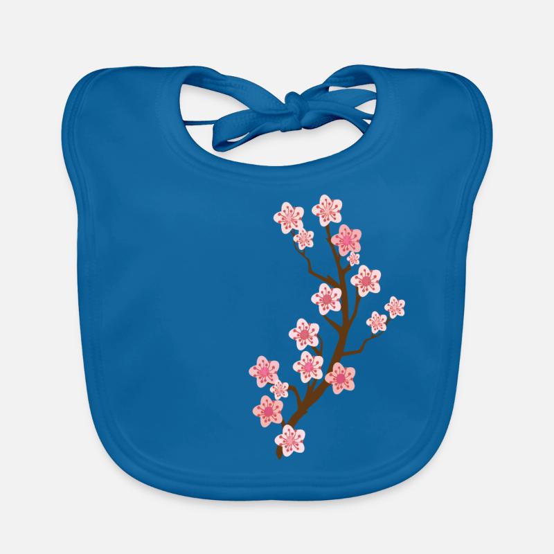 fleur de cerisier - Bavoir bio Bébé - bleu paon