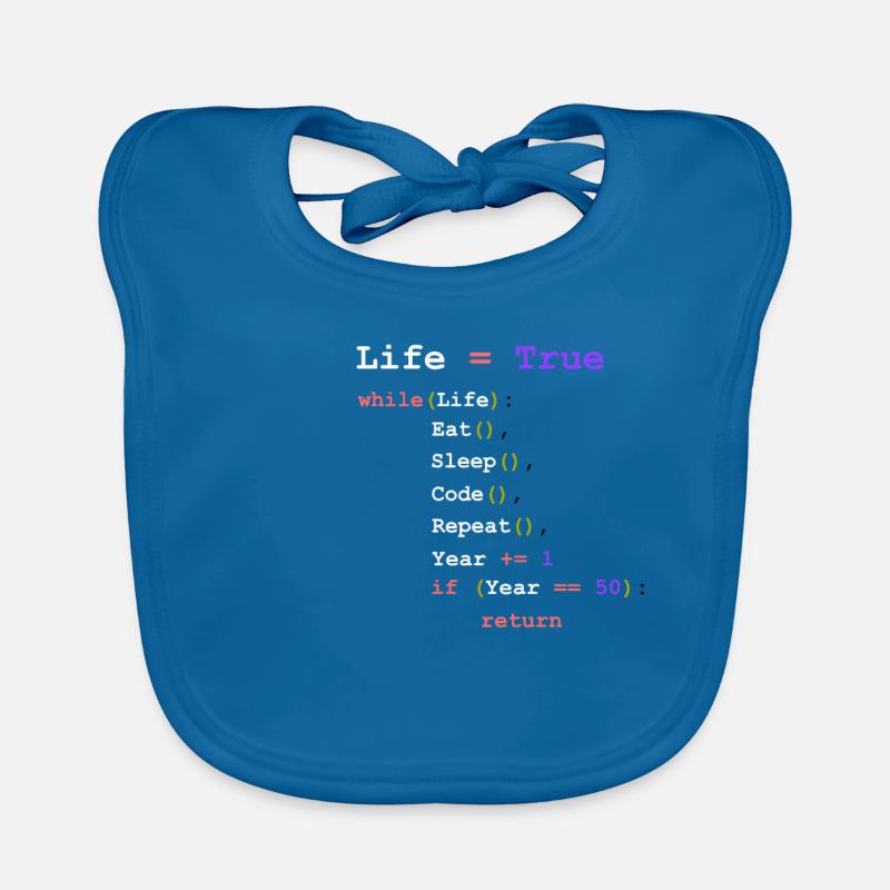 Eat Sleep Code Repeat - Programmierer - Baby Bio-Lätzchen - Pfauenblau