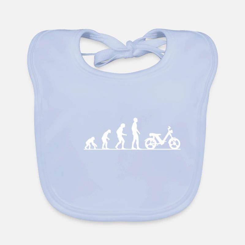 Evolution Affe Mensch Zweitaktfahrer Moped Töffli Baby Bio-Lätzchen