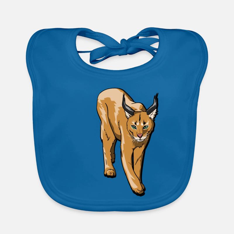 Mittelgroße Wildkatze Karakal & Luchs Geschenk - Baby Bio-Lätzchen - Pfauenblau