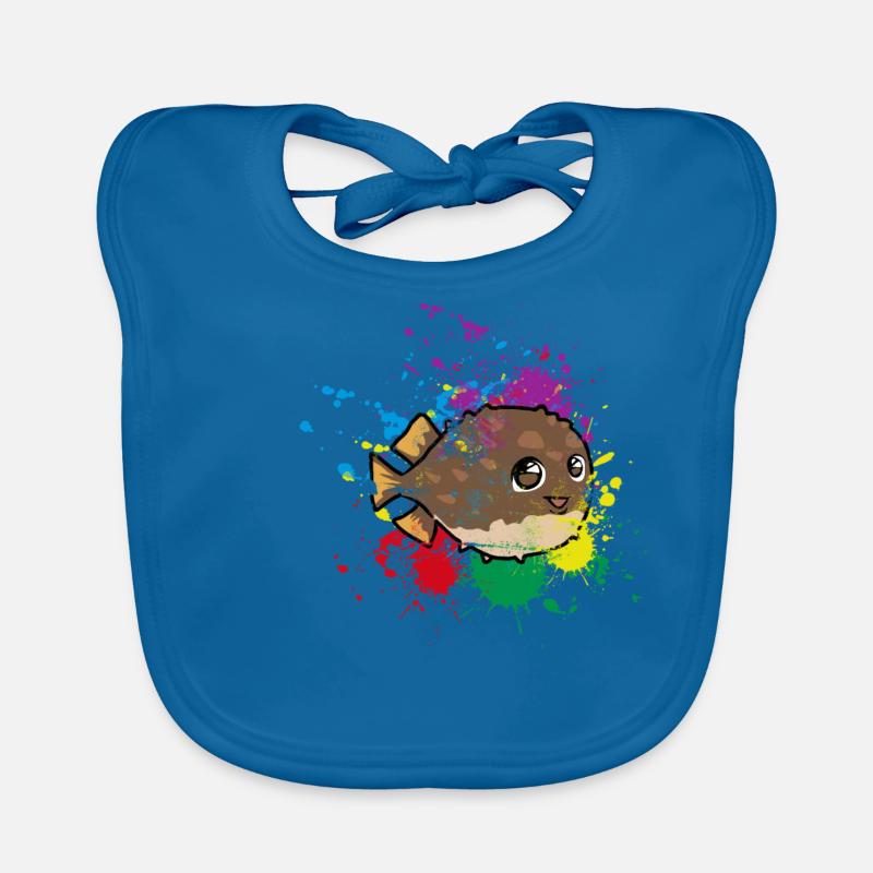Colored Puffer fish Organic Baby Bibs