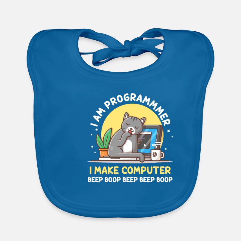Cat Programmer Coder Developer Kitten Computer Organic Baby Bibs