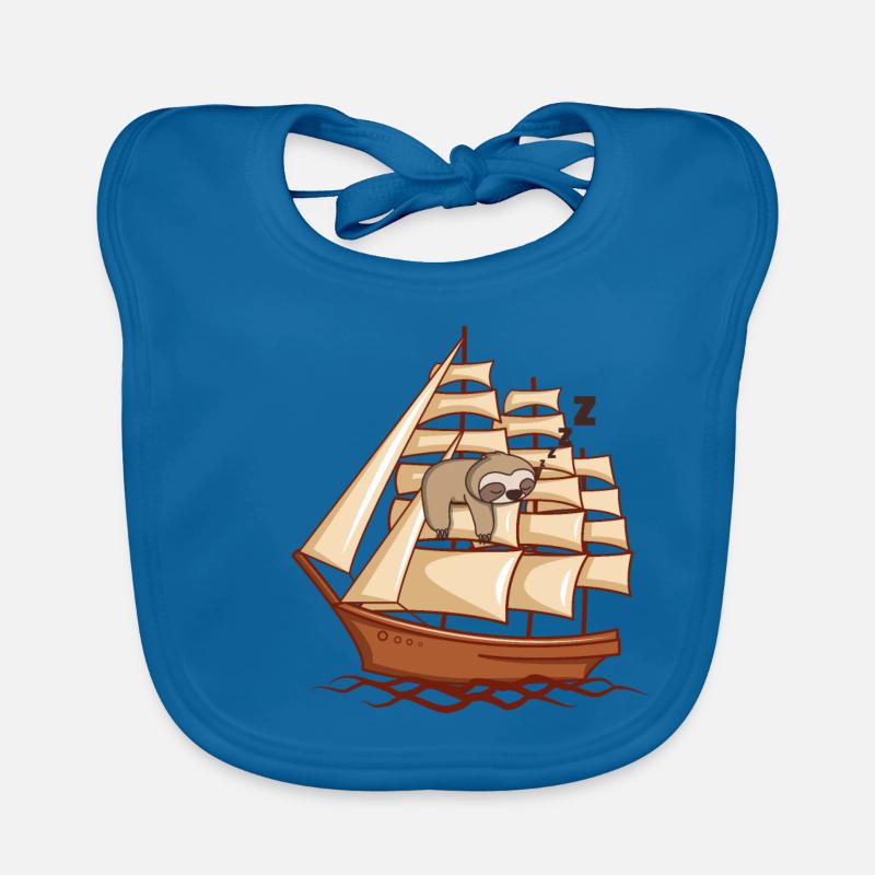 Funny sloth gift sailing for sailors Organic Baby Bibs