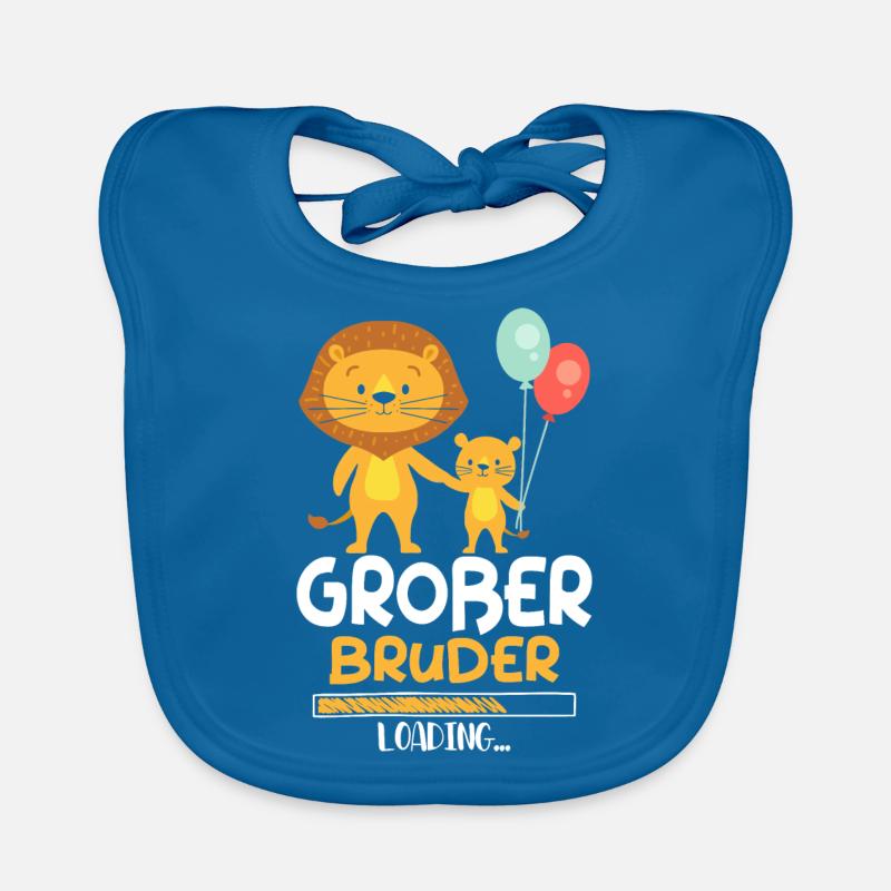 Großer Bruder Loading Löwe - Baby Bio-Lätzchen - Pfauenblau