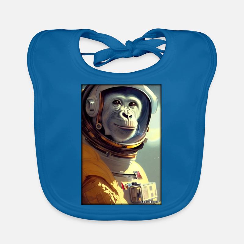 Monkey Animal Astronaut Space Space Universe 1 Organic Baby Bibs