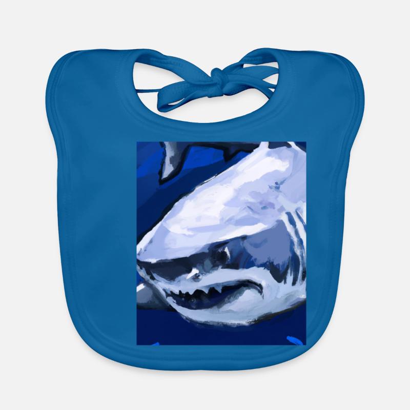 Great White Shark Vincent Van Gogh Style Organic Baby Bibs