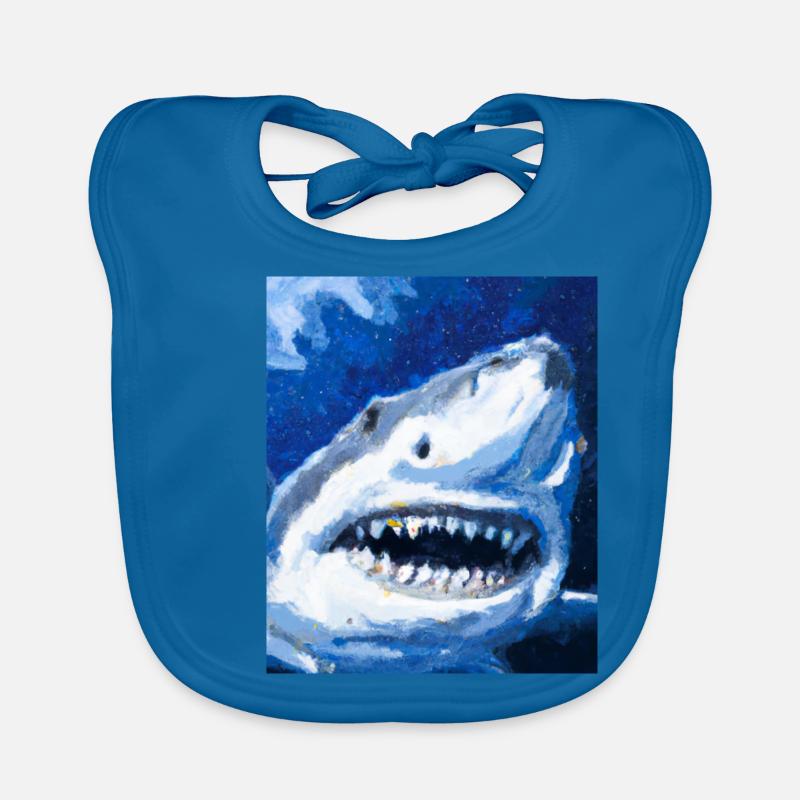 Great White Shark Vincent Van Gogh Style Organic Baby Bibs