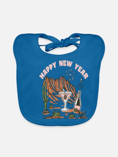 Happy New Year New Year's Eve New Year Christmas - Organic Baby Bibs - peacock-blue - Front