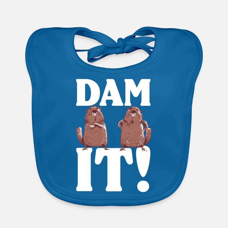 Dam It | Dabbing Beaver Drawing Organic Baby Bibs