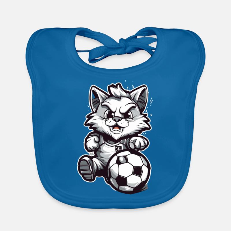 Chat de soccer - Bavoir bio Bébé - bleu paon