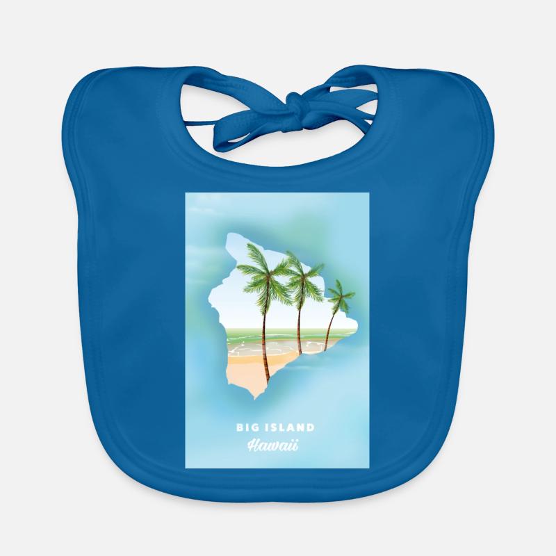Grande île d’Hawaï - Bavoir bio Bébé - bleu paon