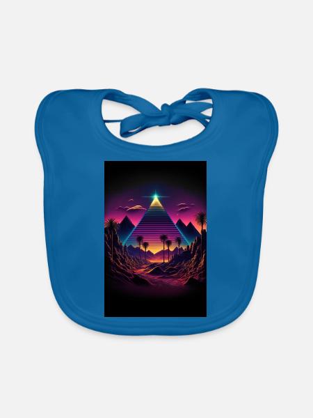 Luminous Monolith: A Retrowave Synthwave Pyramid - Baby Bio-Lätzchen - Pfauenblau - Vorne