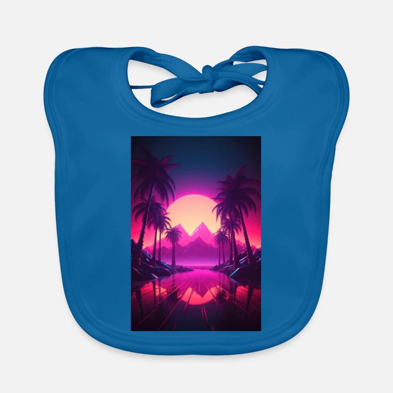 Beachside Beats: Synthwave-Vibes unter Palmen Baby Bio-Lätzchen