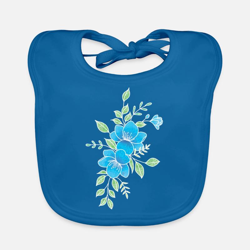 Fleur bleu et blanche Bavoir bio Bébé