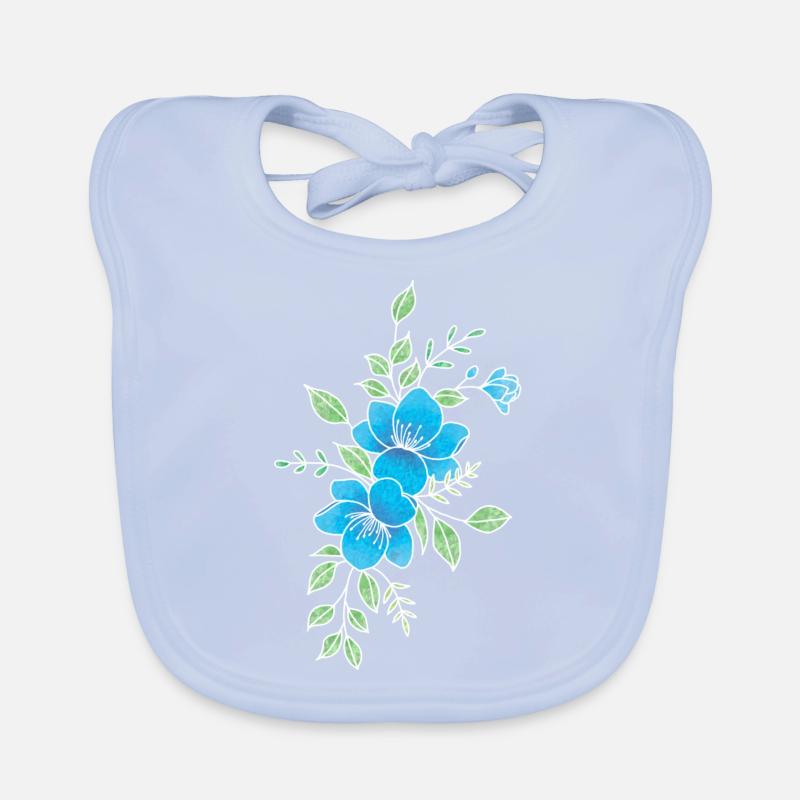 Blue and white flower Organic Baby Bibs
