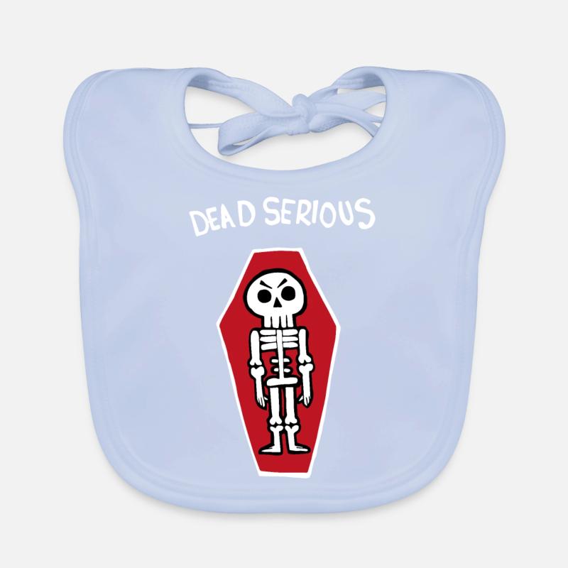 Dead Serious Skeleton In A Coffin (White) Organic Baby Bibs