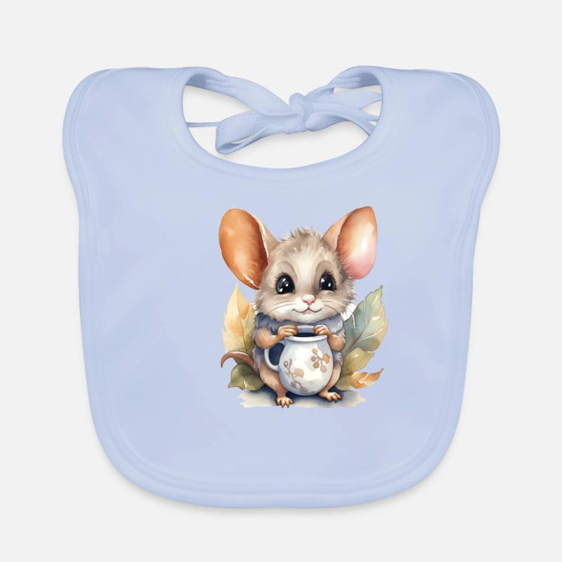 Gerboise pygmée avec style aquarelle café Bavoir bio Bébé