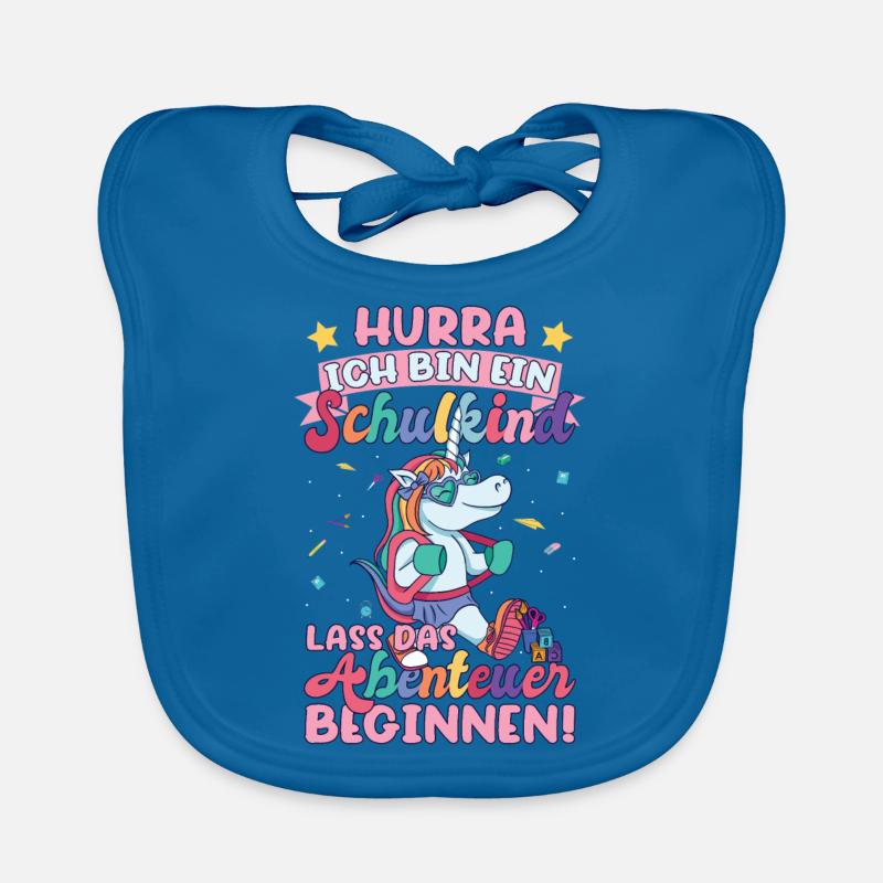 Ich bin ein Schulkind Einhorn Baby Bio-Lätzchen