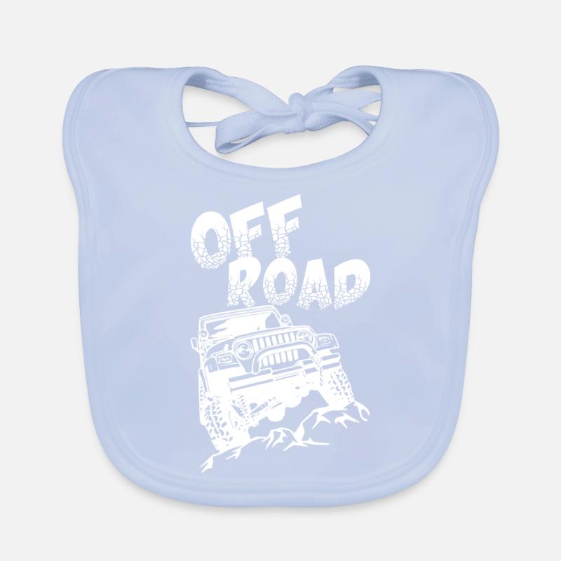 Offroad 4x4 white Organic Baby Bibs