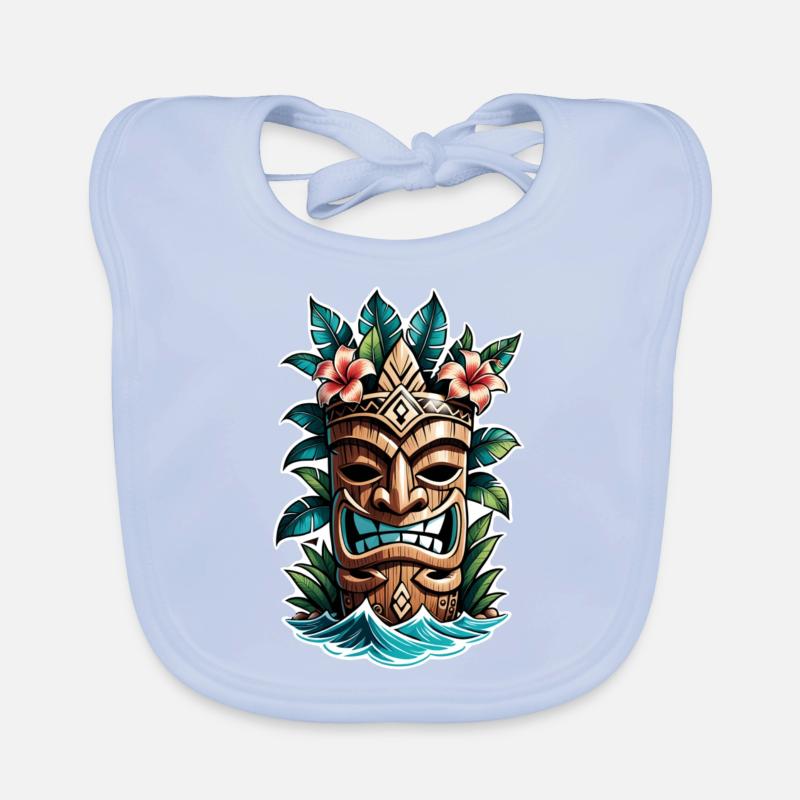 Tiki Beach - Polynesien Statue Baby Bio-Lätzchen