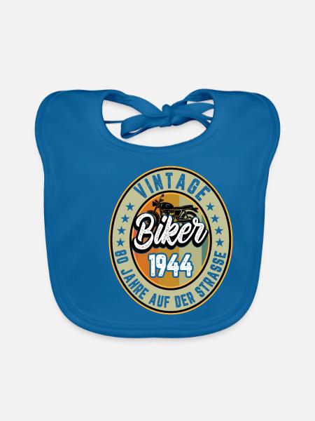 80 Geburtstag 1944 Motorradfahrer Motorrad - Baby Bio-Lätzchen - Pfauenblau