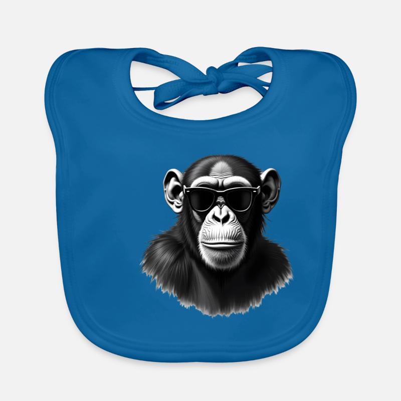 Monkey with Sunglasses Animal Motif Art Monkey Organic Baby Bibs