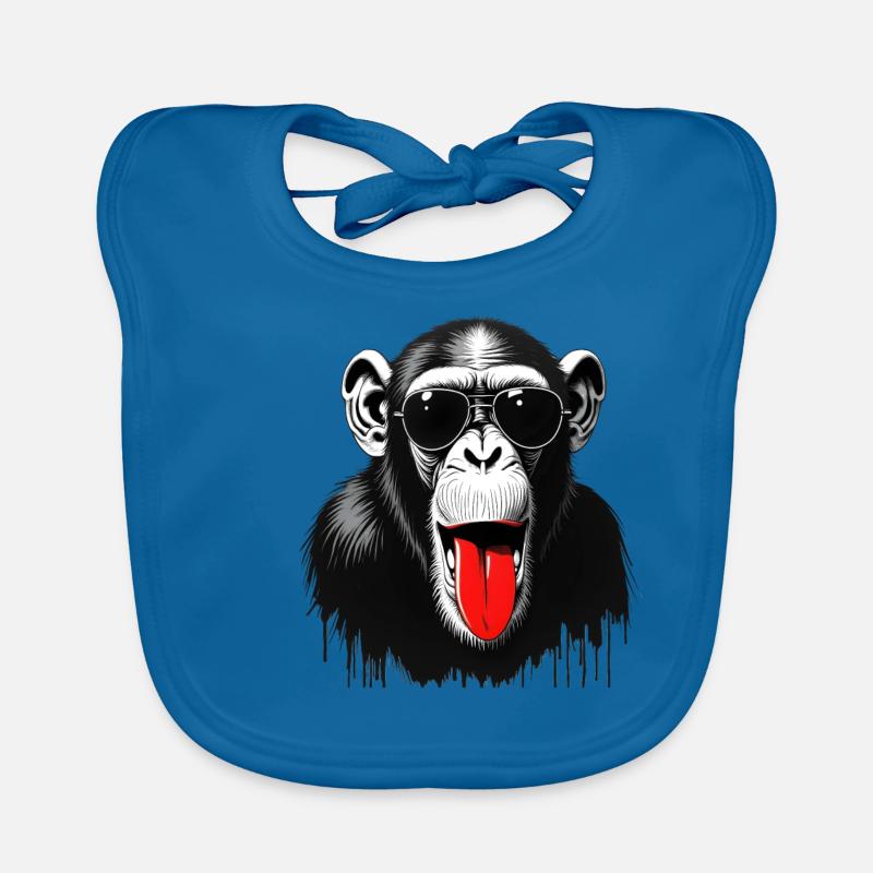 Chimpanzee monkey animal motif funny monkey Organic Baby Bibs