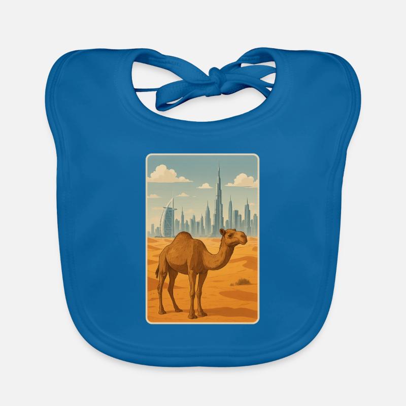 Chameau à Dubaï - Bavoir bio Bébé - bleu paon