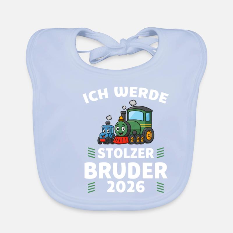 Ich werde stolzer Bruder 2026 Eisenbahn Baby Bio-Lätzchen