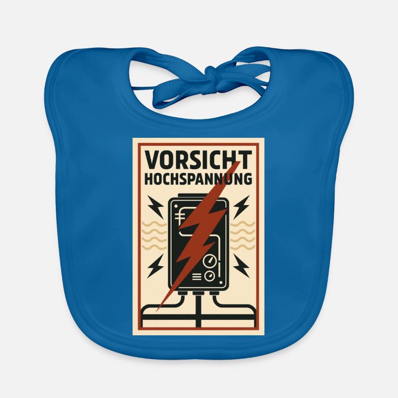 Caution High Voltage Current Warning Sign Organic Baby Bibs